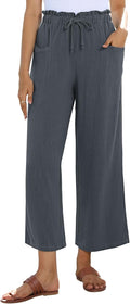Linen Pants for Women Wide Leg Capri - Flowy High Waist Comfort