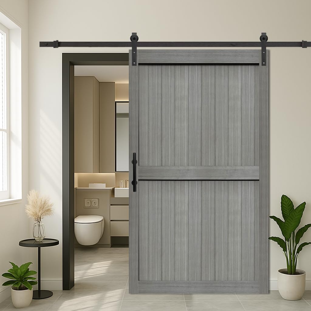 48in x 84in MDF Elephant Gray Barn Door with Sliding Hardware