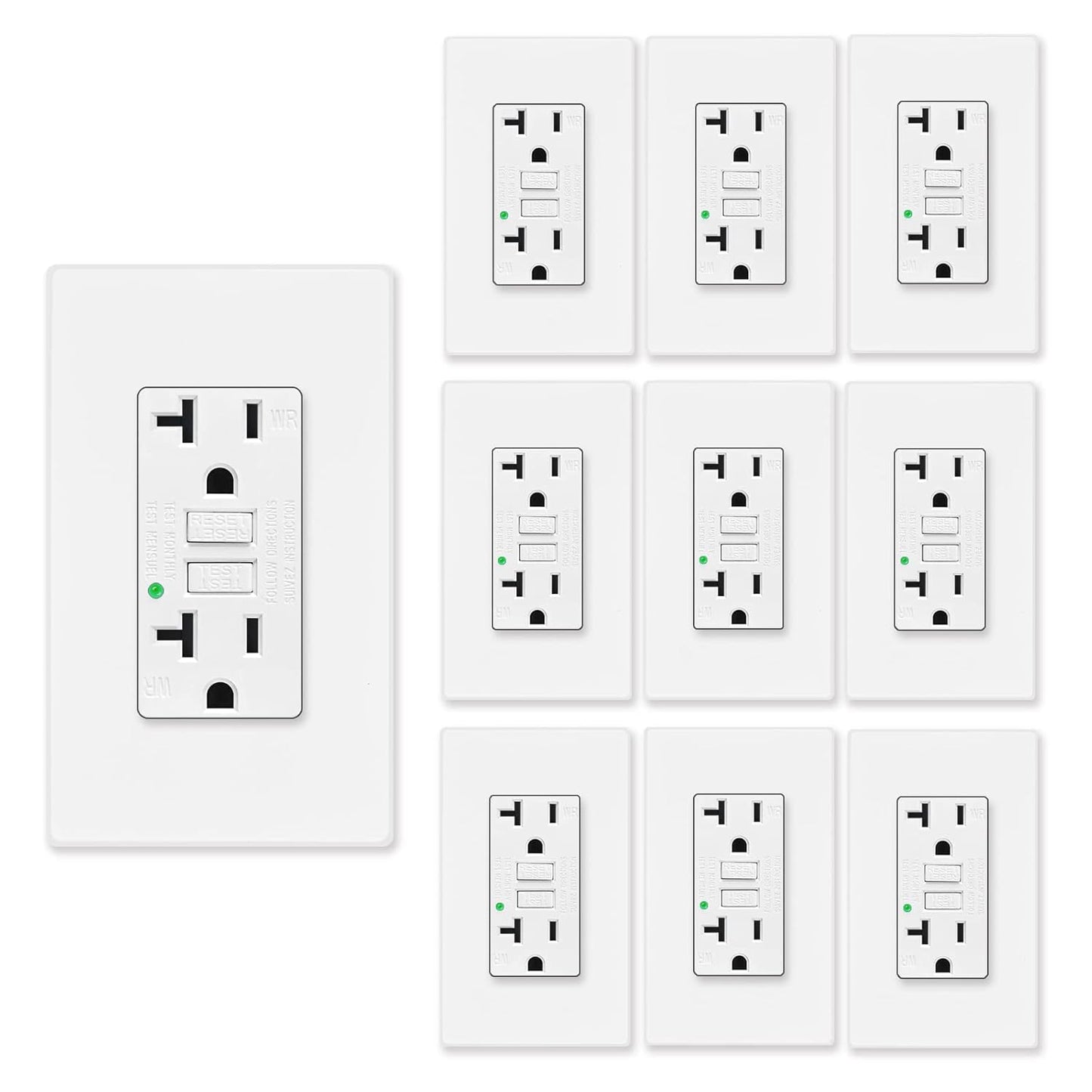 GREENCYCLE 10PK GFCI Duplex Outlet Receptacle with LED Indicator