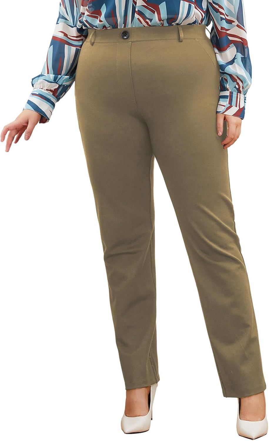 Plus Size Women's Straight-Leg Dress Pants for Office Style