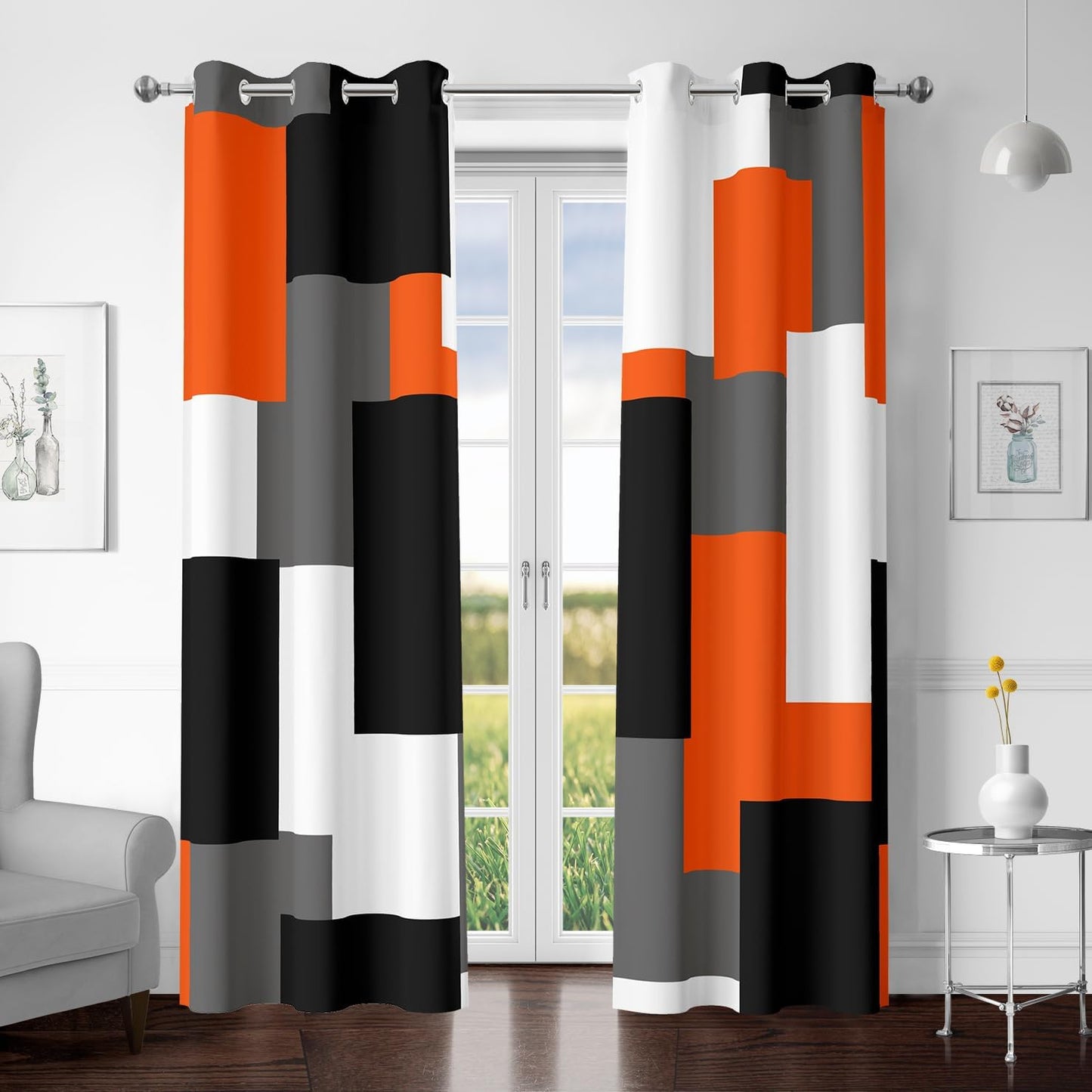 Orange 100% Blackout Curtains for Bedroom 72 inch Length Set