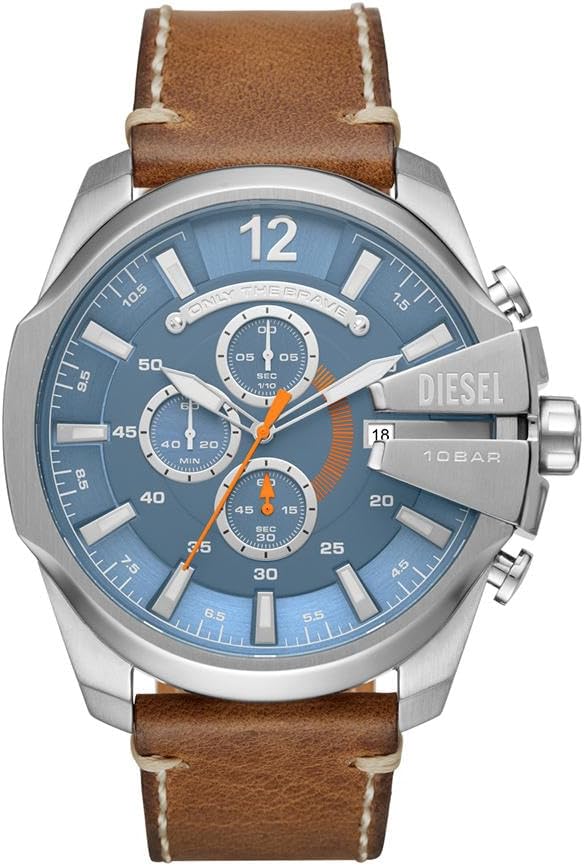 Diesel Men's Mega Chief Watch with Stainless Steel and Leather Band