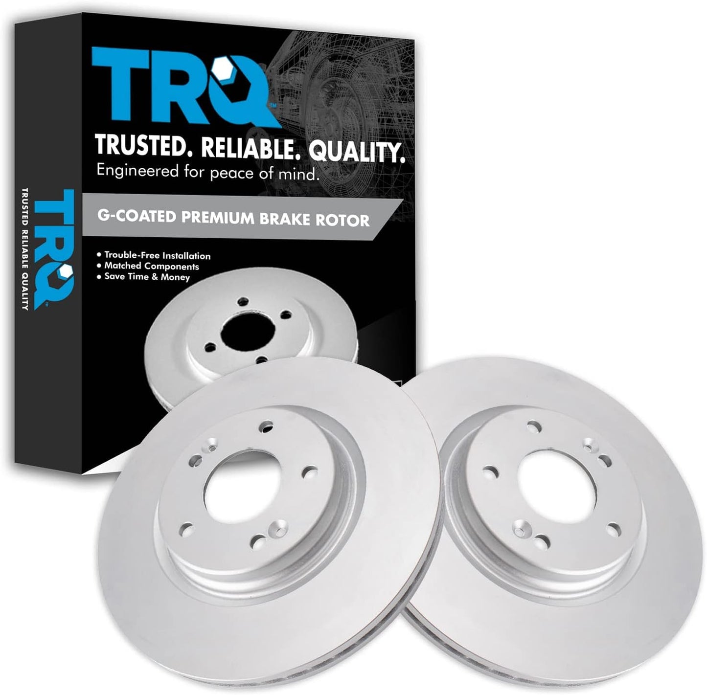 TRQ Front Brake Rotor Set for 2015-2020 Hyundai & Kia Models