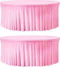 2 Pack Pink 60 Inch Round Spandex Tablecloth for Events