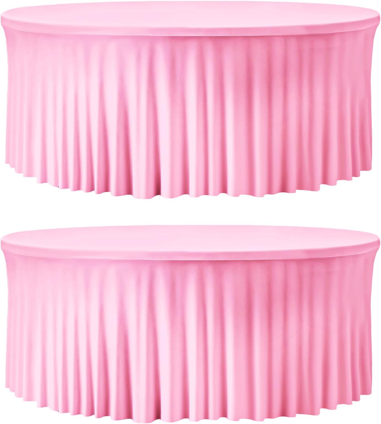 2 Pack Pink 60 Inch Round Spandex Tablecloth for Events