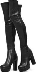 Over Knee Platform Boots Thigh High Chunky Heel - Stylish Comfort