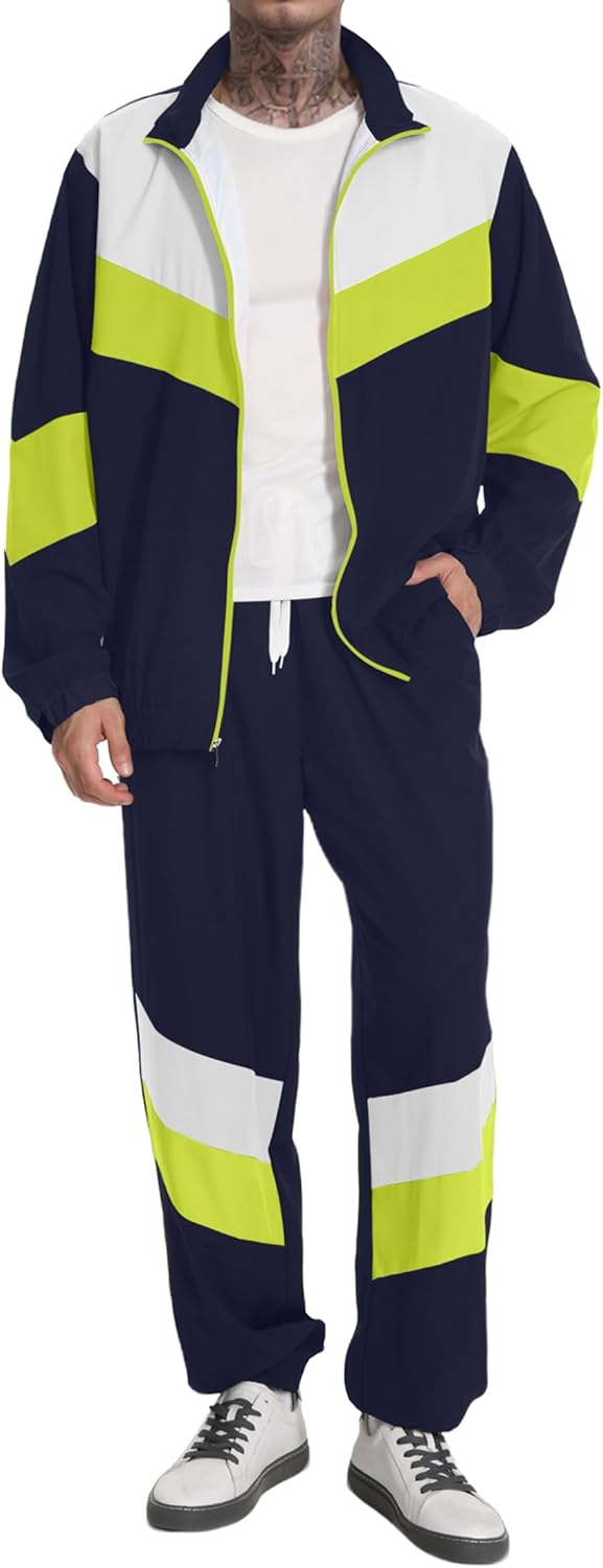 Retro 80s and 90s Tracksuit Set for Men - Stylish Hip Hop Outfit