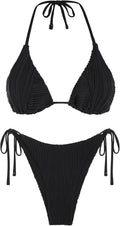 ZAFUL Ribbed Halter Bikini Set - Cheeky High Cut Two Piece