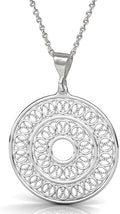 925 Sterling Silver Mandala Chakra Necklace - Filigree Boho Pendant