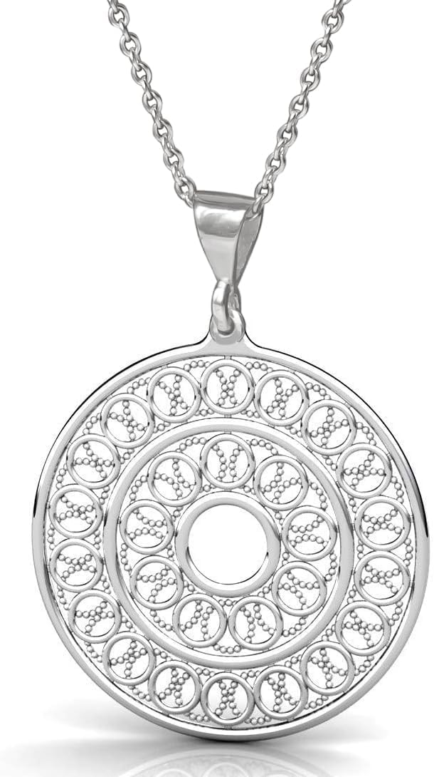 925 Sterling Silver Mandala Chakra Necklace - Unique Boho Pendant