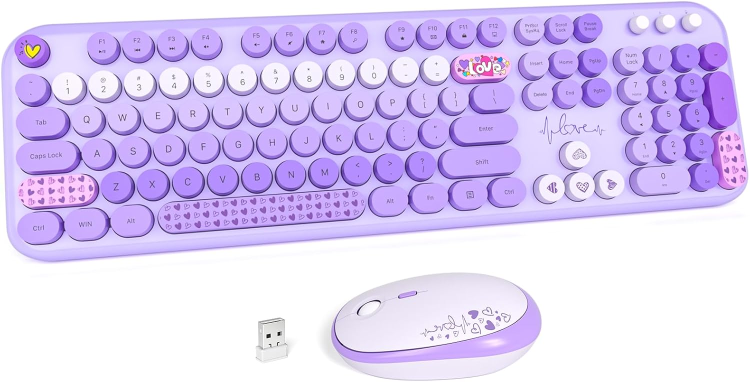 MOFII Wireless Keyboard and Mouse Combo for Retro Style