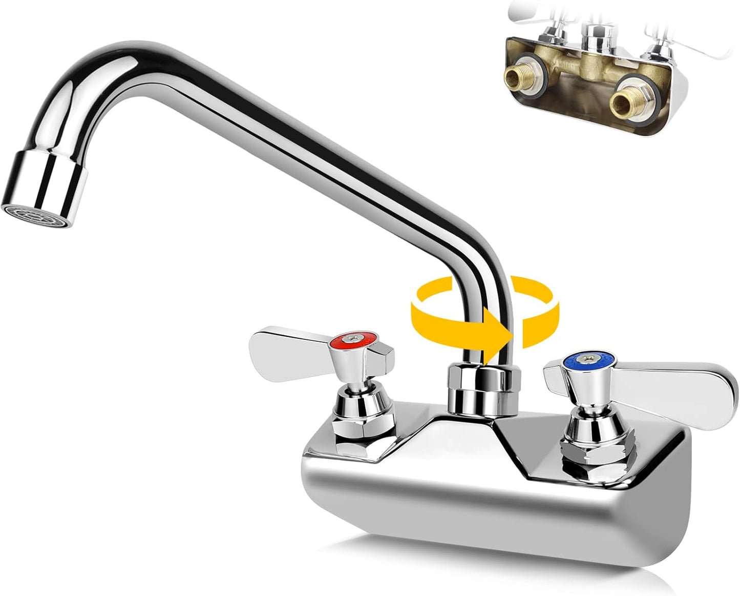 Commercial Sink Faucet with 10in Swivel Spout for Versatile Use