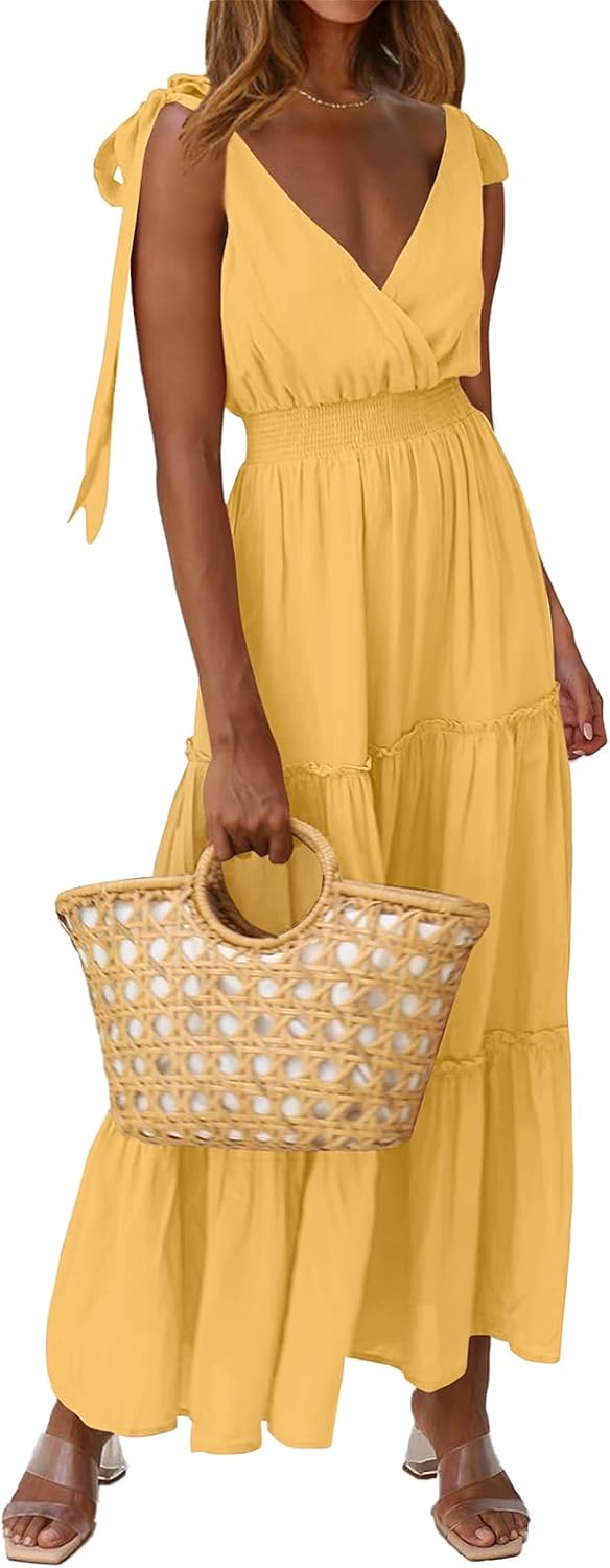 PRETTYGARDEN Women's Cross Neck Sleeveless Maxi Dress for Summer