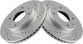 TRQ Performance Brake Rotor Drilled Slotted Front Pair - Improved