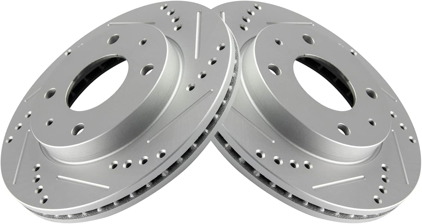 TRQ Performance Brake Rotor Set for Hyundai - Drilled & Slotted
