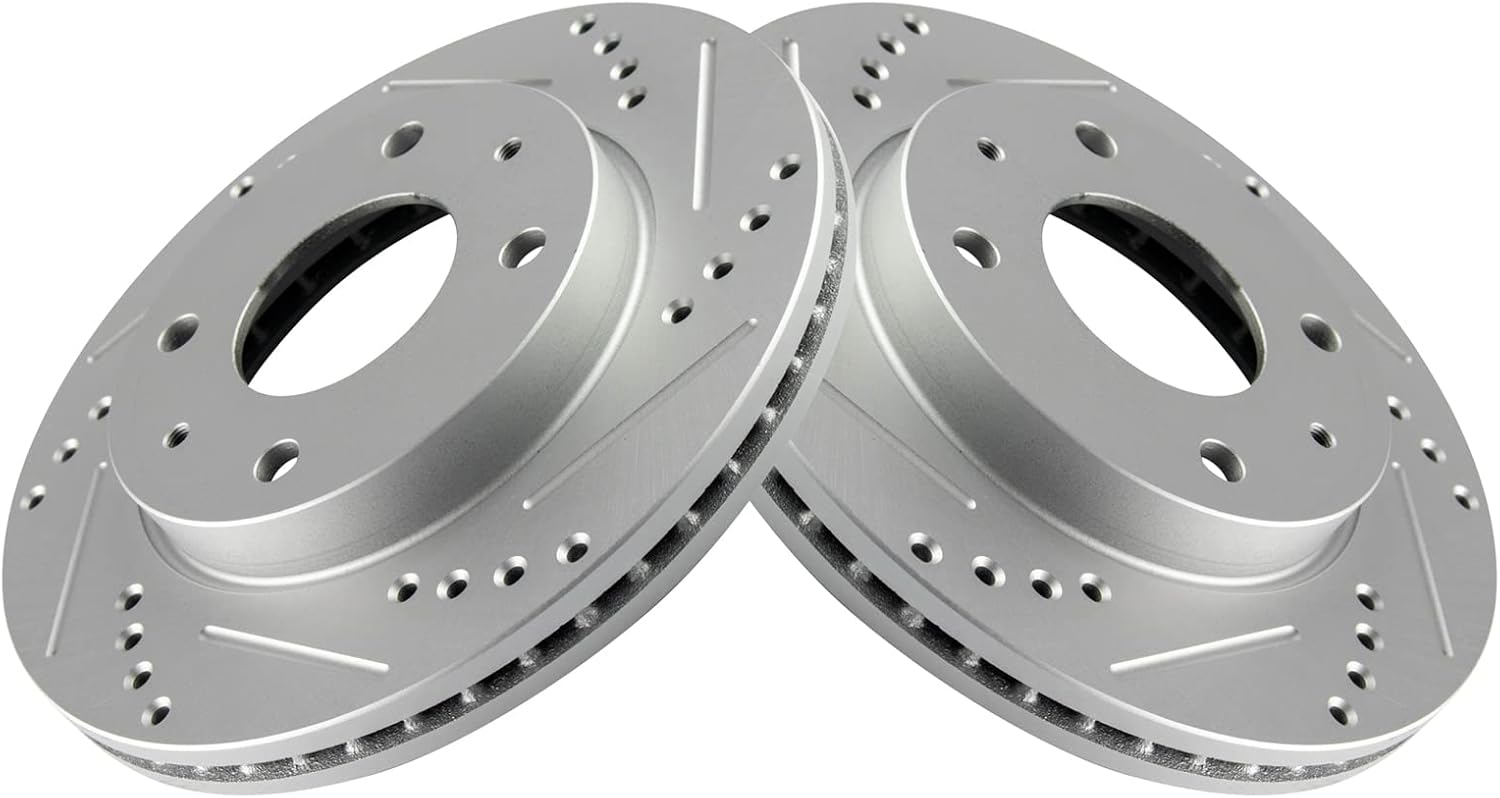 TRQ Performance Brake Rotor Set for Hyundai - Drilled & Slotted