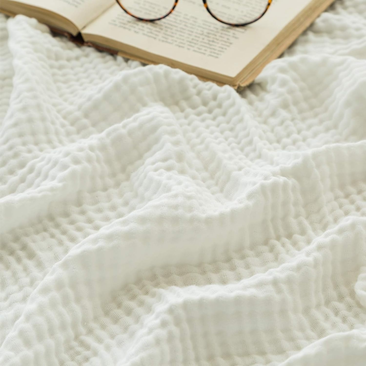EMME Cotton Blanket for Couch Soft Lightweight Muslin Throw