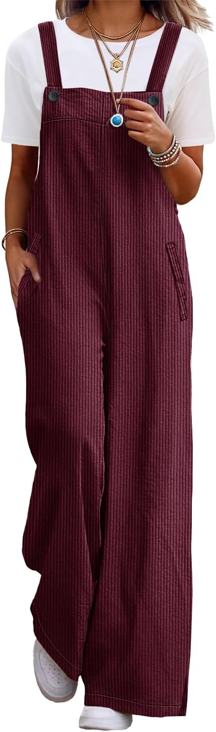 YESNO Women's Casual Corduroy Overalls with Adjustable Straps