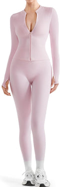 SUUKSESS Women 2 Piece Seamless Ribbed Workout Set - Sculpting Fit