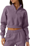 Womens Half Zip Crop Sweatshirt High Neck - Cropped Pullover