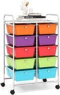 10-Drawer Rolling Storage Cart with Lockable Wheels - Craft Organizer