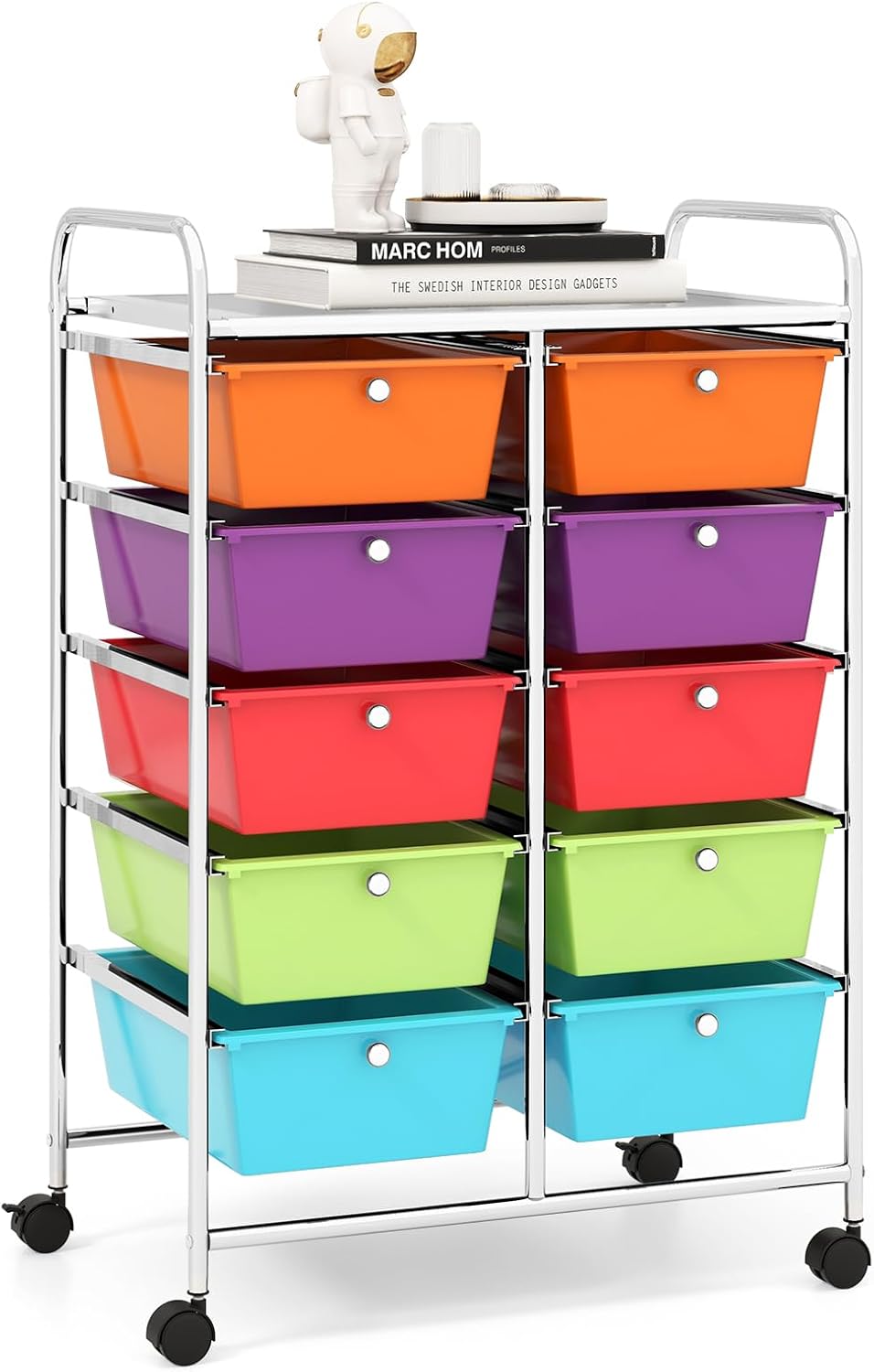 RELAX4LIFE Rolling Storage Cart with 10 Drawers for Organizing
