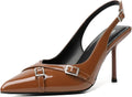 RIBONGZ Sexy Slingback Pumps Closed Toe Pointy High