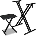 Ktaxon Double X Keyboard Stand and Bench Set - Adjustable Height Piano