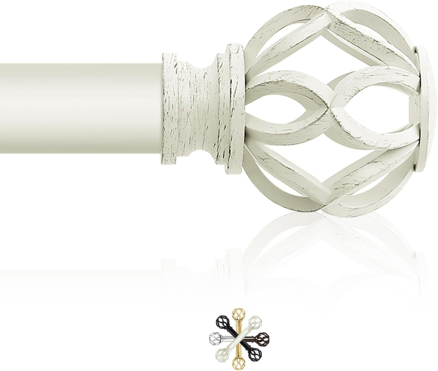 Adjustable Heavy Duty Ivory Curtain Rods 48-84