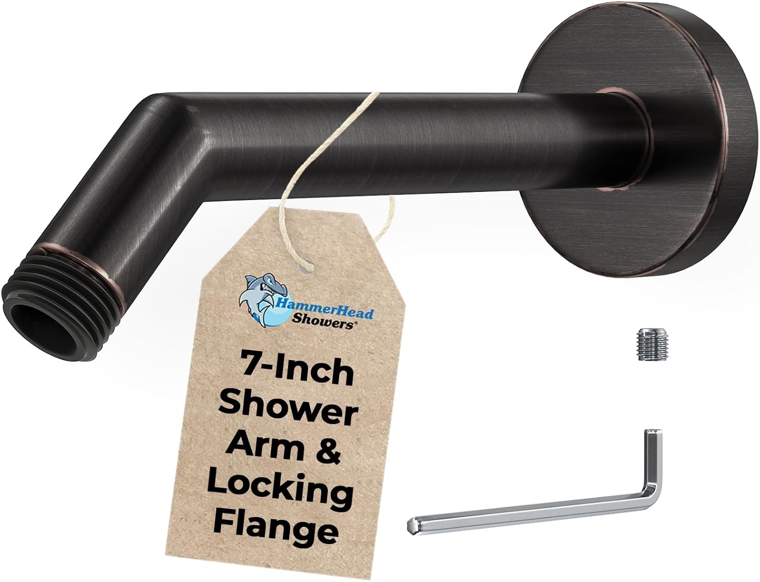 Solid Metal 7 Inch Shower Arm and Flange for Ultimate Durability