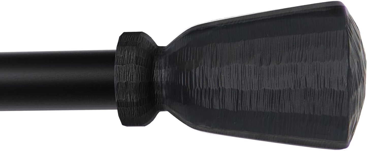 Adjustable 1 Black Curtain Rod - Elegant Wine Glass Finials - Bedroom Decor