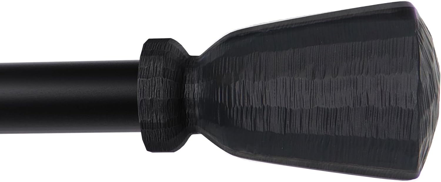 Adjustable 1 Black Curtain Rod - Elegant Wine Glass Finials - Bedroom Decor