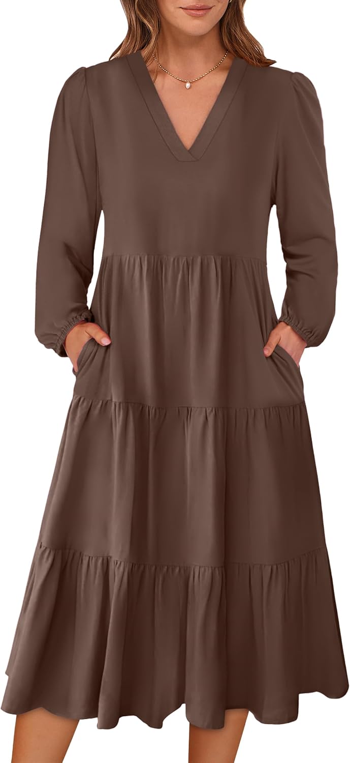 ANRABESS Women's Long Lantern Sleeve Floral Midi Dress Review