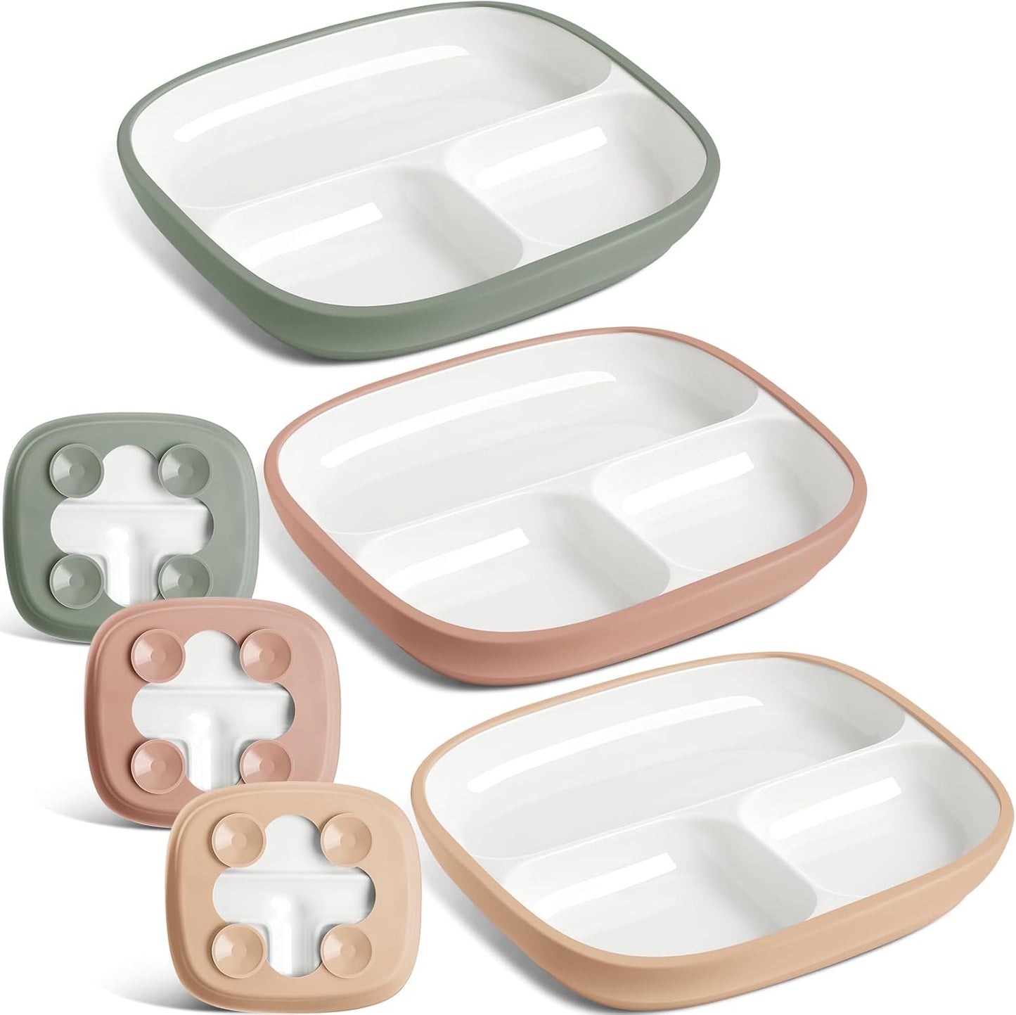 Domensi Kids Porcelain Plates with Silicone Sleeves for Toddlers