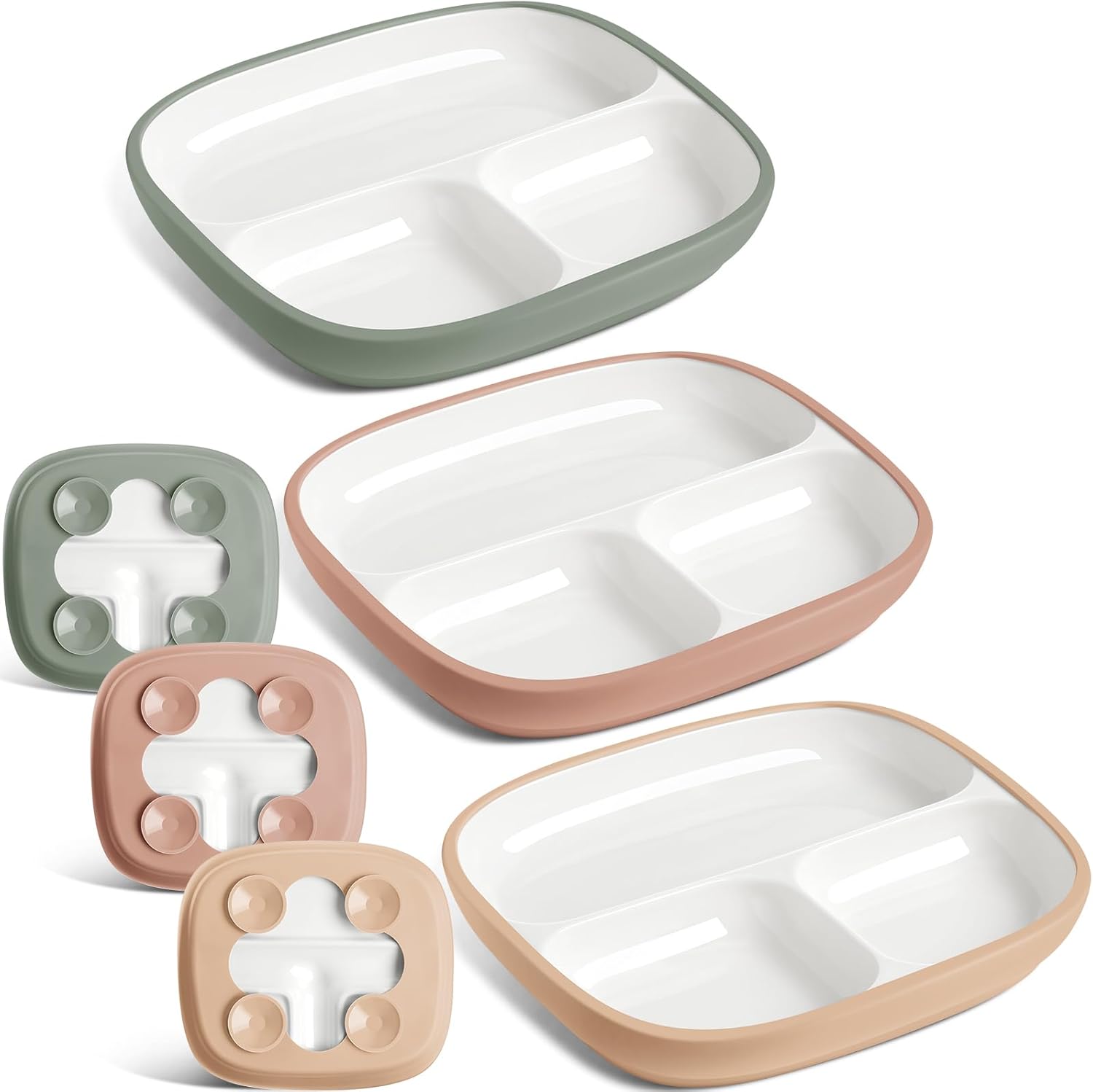 Domensi Kids Porcelain Plates with Silicone Sleeves for Toddlers