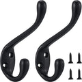 Coat Hooks 20 Pack - Heavy Duty Matte Black Double Hooks for Walls