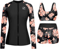 Holipick Long Sleeve Swimsuit Set - 3-Piece Rash Guard with Built-In