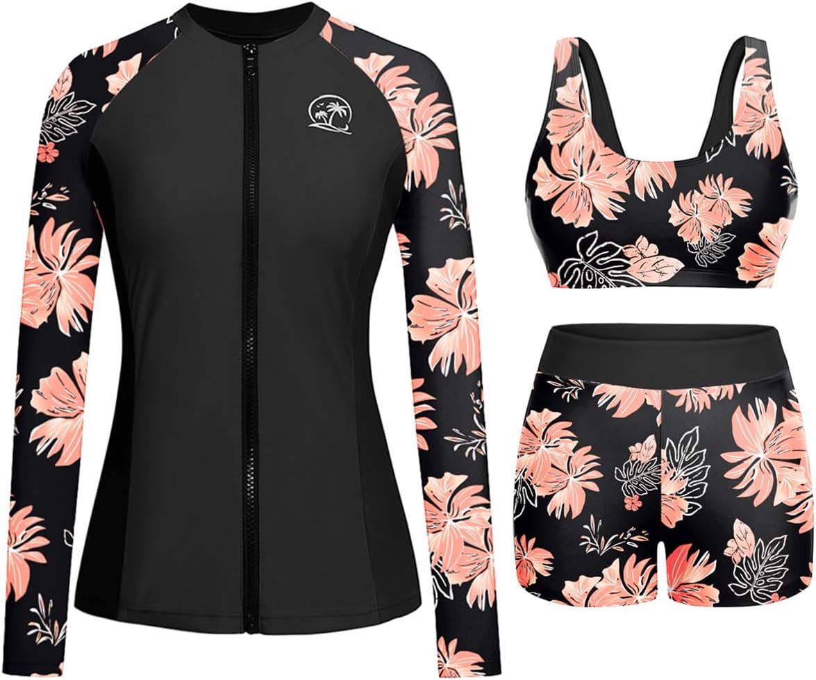 Holipick Long Sleeve Swimsuits for Women - 3 Piece Set for Sun