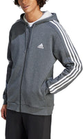 adidas mens Essentials Fleece 3-stripes Full-zip Hoodie - Everyday