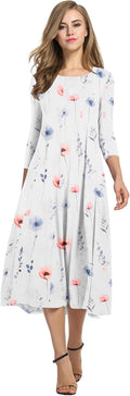 HOTOUCH Women's 3/4 Sleeve A-line Flare Midi Dress (Style T833)