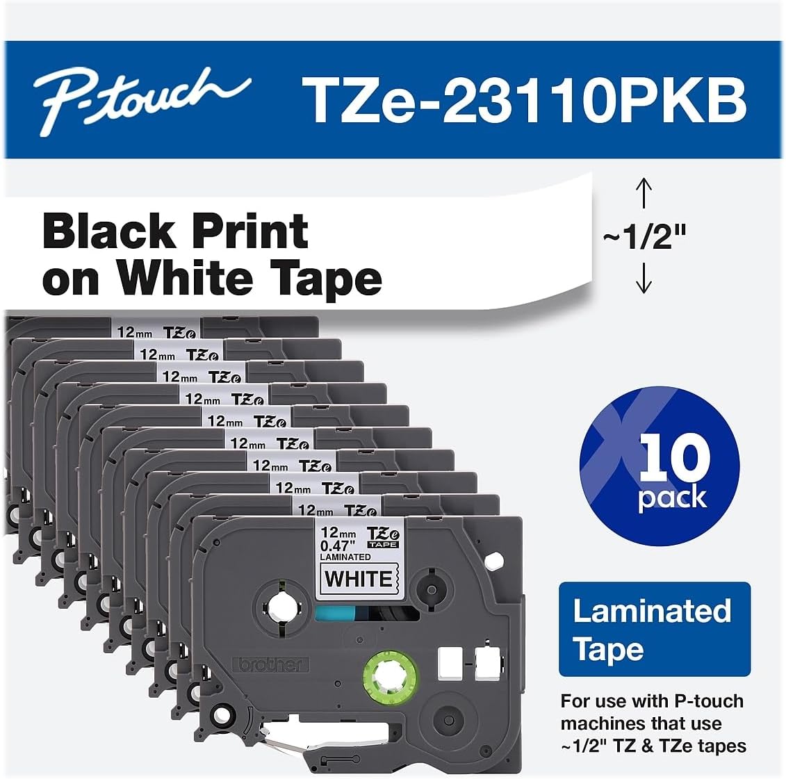 Brother Genuine P-Touch TZe-231 10-Pack Tape for Organizing