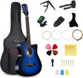 38in Wood Acoustic Guitar for Adults - Beginner Kit with Bag