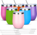 12oz Wine Tumbler 6 Pack - Double Wall Insulated Travel Cups