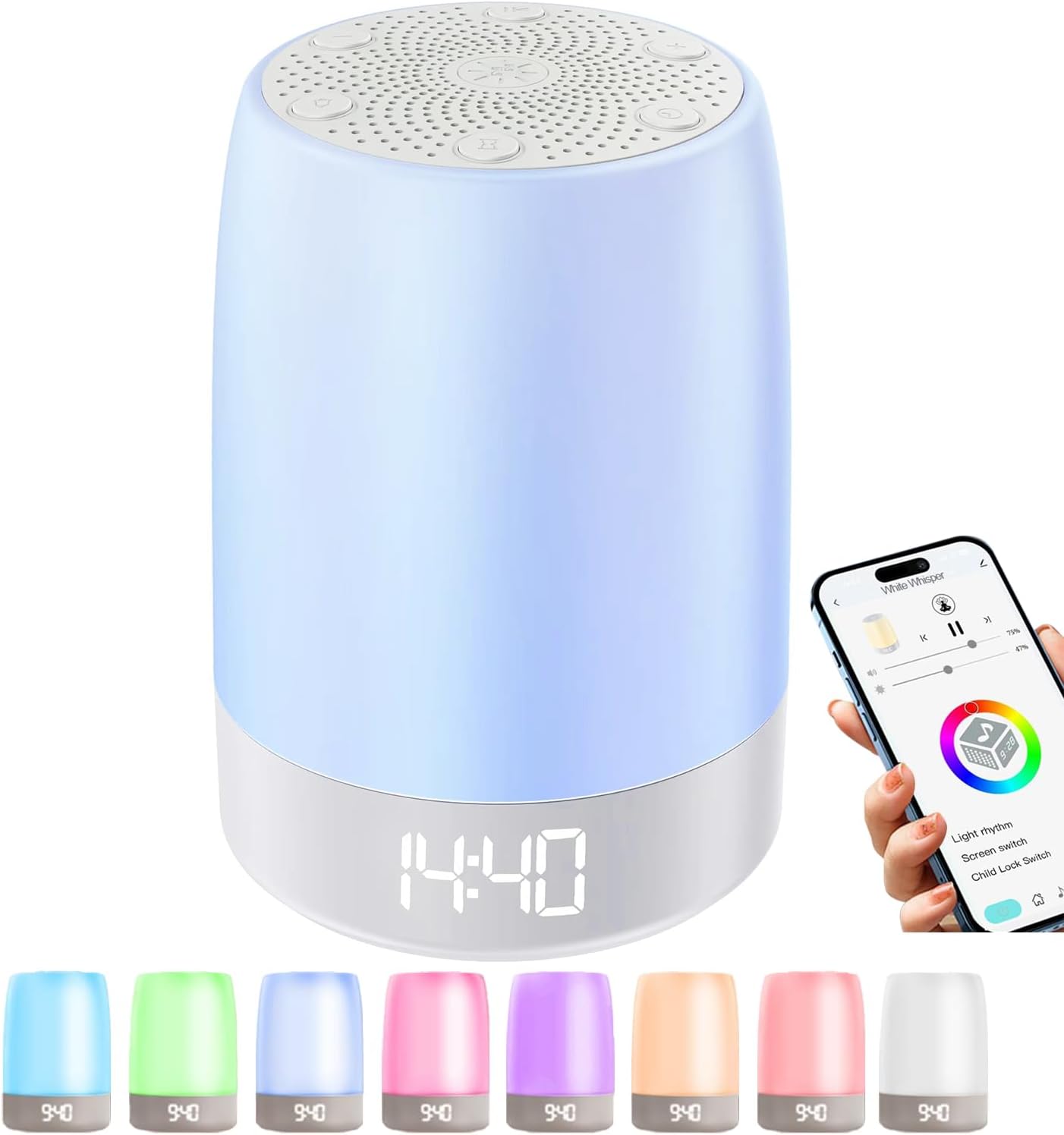 Nursery Night Light for Kids with Music and White Noise Soother
