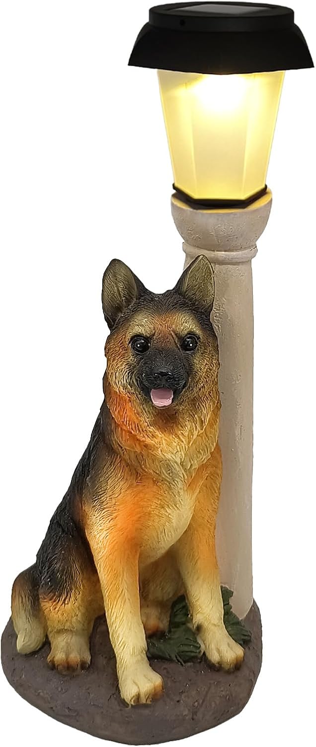 Solar Dog Garden Statues with Lantern for Outdoor Decor