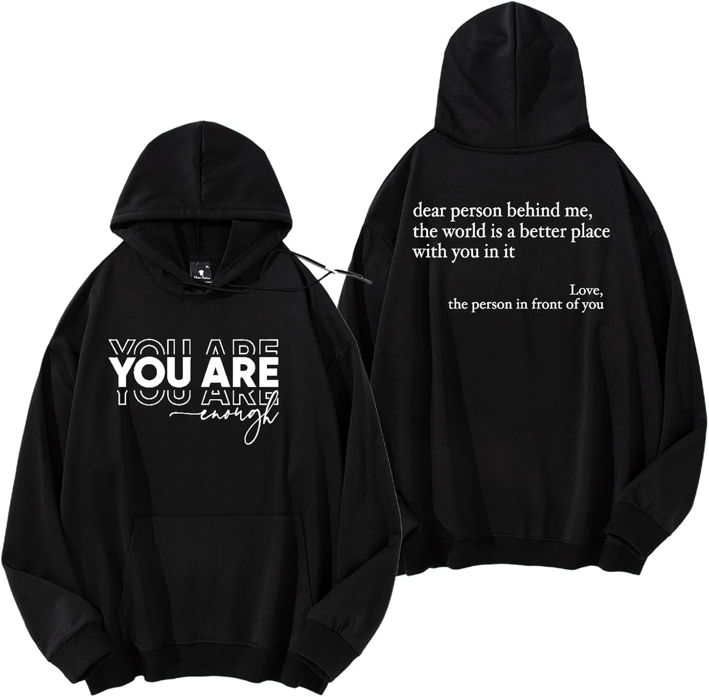 Unisex Red Hoodie - You Are Enough Graphic Print