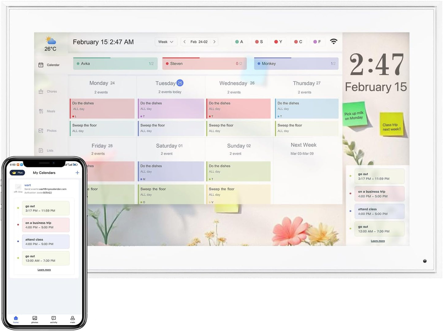 Digital Calendar 15.6 Inch Touchscreen for Family Schedules