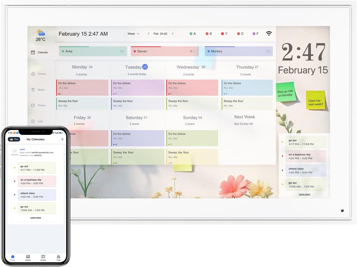 Digital Calendar 15.6 Inch Touchscreen for Family Schedules