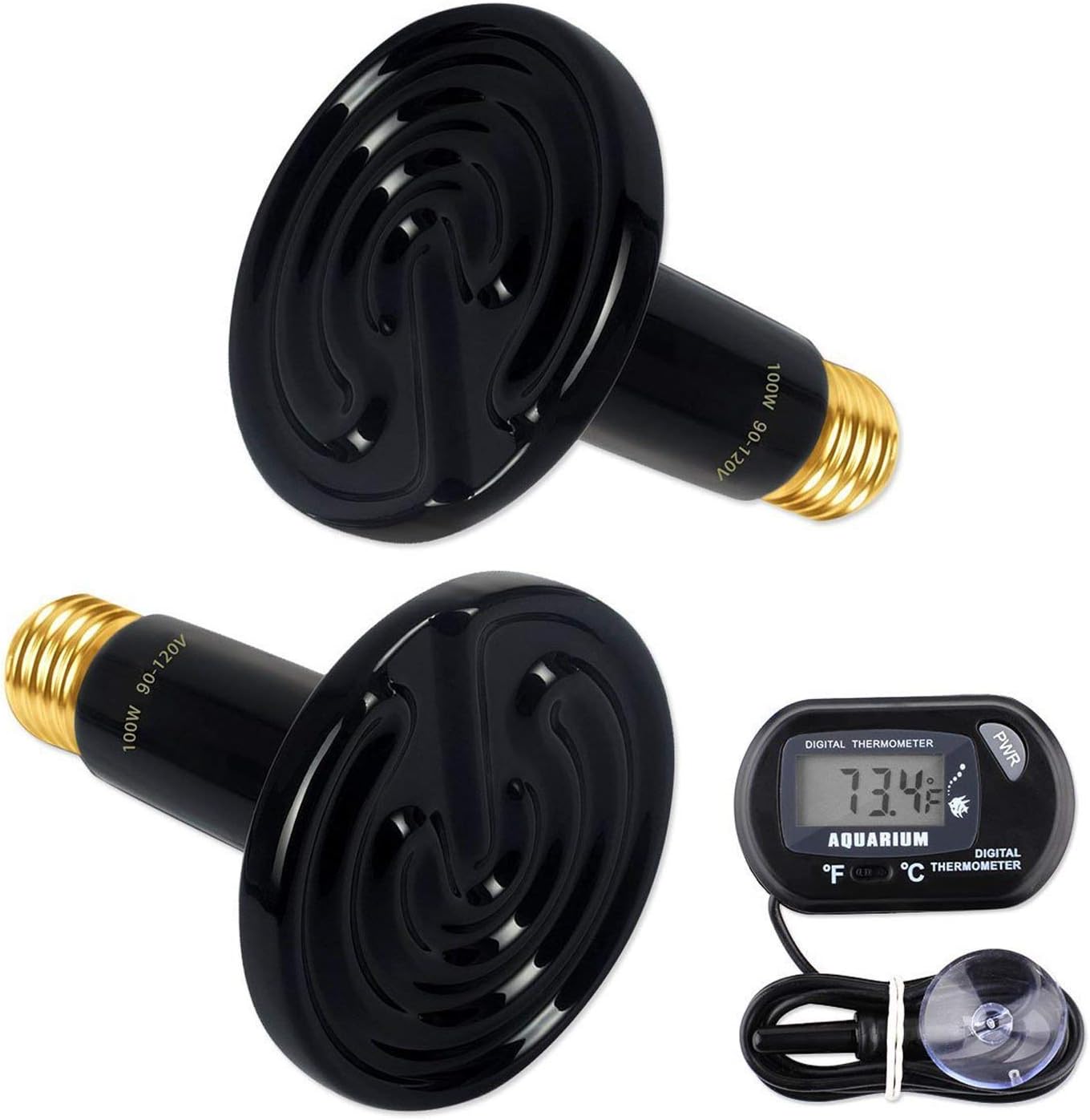 OMAYKEY 100W Ceramic Heat Lamps 2-Pack - No Light, No Harm!