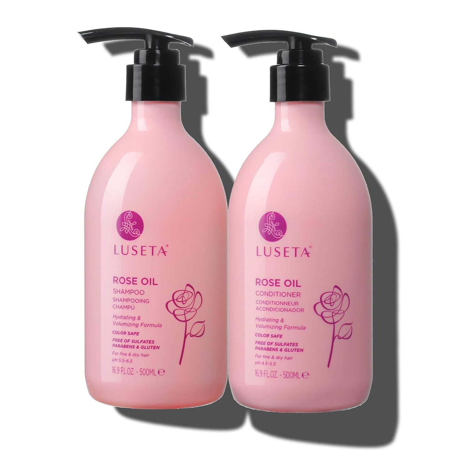 Luseta Rose Oil Volumizing Shampoo & Conditioner - Vegan & Color-Safe